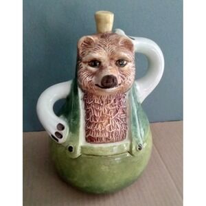 Whimsical Bear Pitcher Cookie Jar Ceramic Animal‎ Decor Kitchen Collectible